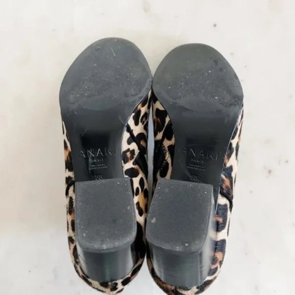 Anaki Paris Jimmy Calf Hair Leopard Print Fur Side Zip Fur Ankle Boots Size 38 - Picture 9 of 14
